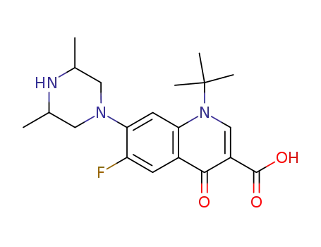 Molecular Structure of 116162-85-7 (1-tert-Butyl-7-(3,5-dimethyl-piperazin-1-yl)-6-fluoro-4-oxo-1,4-dihydr o-quinoline-3-carboxylic acid)