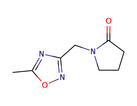 Molecular Structure of 126145-47-9 (1-[(5-methyl-1,2,4-oxadiazol-3-yl)methyl]pyrrolidin-2-one)