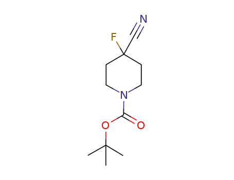 Molecular Structure of 918431-93-3 (1-Piperidinecarboxylic acid, 4-cyano-4-fluoro-, 1,1-dimethylethyl ester)