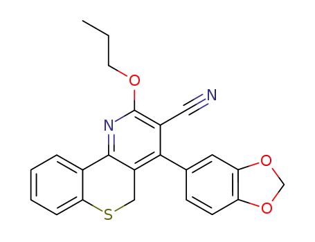 Molecular Structure of 115091-93-5 (4-(1,3-benzodioxol-5-yl)-2-propoxy-5H-thiochromeno[4,3-b]pyridine-3-carbonitrile)