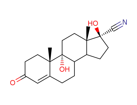 Molecular Structure of 116256-44-1 (17α-cyano-9α,17β-dihydroxyandrost-4-en-3-one)