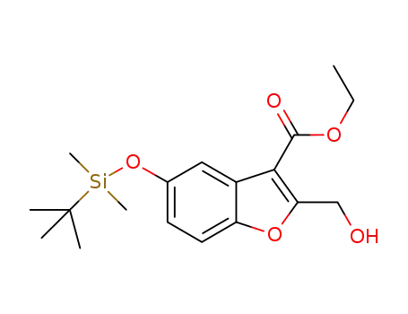 Molecular Structure of 1150103-42-6 (ethyl 5-(tert-butyldiMethylsilyloxy)-2-(hydroxyMethyl)benzofuran-3-carboxylate)