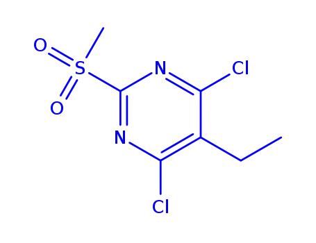 Molecular Structure of 1263314-16-4 (2-Methylsulfonyl-4,6-dichloro-5-ethylpyriMidine)