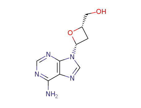 Molecular Structure of 126170-40-9 ([(2S,4R)-4-(6-amino-9H-purin-9-yl)oxetan-2-yl]methanol)