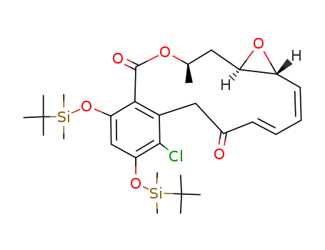 Molecular Structure of 140480-16-6 ((9Z,11E)-(4R,6R,8R)-17,19-Bis-(tert-butyl-dimethyl-silanyloxy)-16-chloro-4-methyl-3,7-dioxa-tricyclo[13.4.0.0<sup>6,8</sup>]nonadeca-1<sup>(15)</sup>,9,11,16,18-pentaene-2,13-dione)