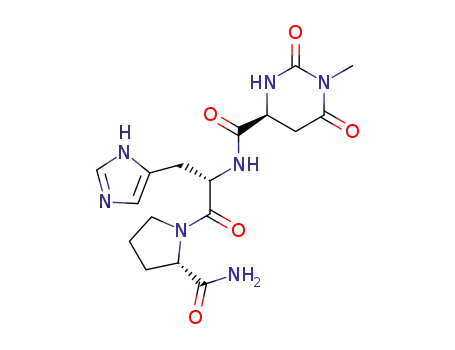 Molecular Structure of 128111-65-9 (N-{[(4S)-1-methyl-2,6-dioxohexahydropyrimidin-4-yl]carbonyl}-D-histidyl-L-prolinamide)