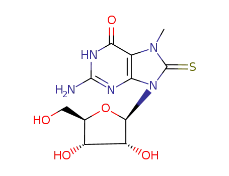 Molecular Structure of 127794-14-3 (7,8-dihydro-7-methyl-8-thioxoguanosine)