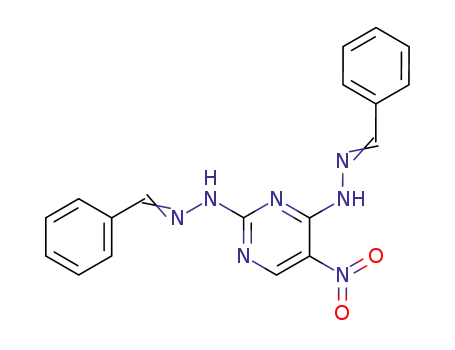 Molecular Structure of 1172-53-8 (2-[(2E)-2-benzylidenehydrazinyl]-4-(2-benzylidenehydrazinyl)-5-nitropyrimidine)