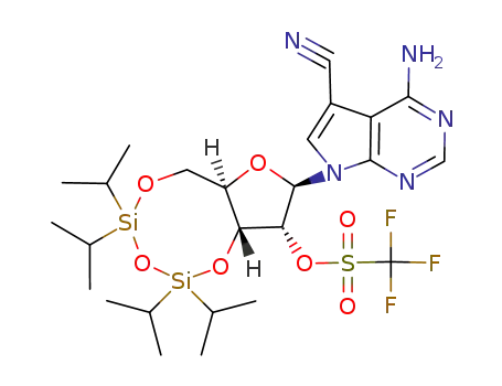 4-amino-5-cyano-7-<3,5-O-<1,1,3,3-tetrakis(methylethyl)disiloxan-1,3-diyl>-2-O-<(trifluoromethyl)sulfonyl>-β-D-ribofuranosyl>pyrrolo<2,3-d>pyrimidine