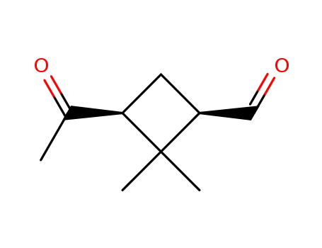 Molecular Structure of 177316-72-2 (Cyclobutanecarboxaldehyde, 3-acetyl-2,2-dimethyl-, (1R,3S)- (9CI))