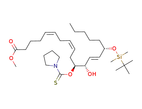 (5Z,8Z,13E)-(11S,12S,15S)-15-(tert-Butyl-dimethyl-silanyloxy)-12-hydroxy-11-(pyrrolidine-1-carbothioyloxy)-icosa-5,8,13-trienoic acid methyl ester