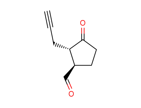 Molecular Structure of 123101-00-8 (Cyclopentanecarboxaldehyde, 3-oxo-2-(2-propynyl)-, trans- (9CI))