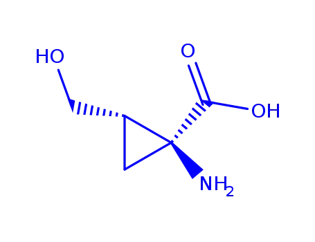 Molecular Structure of 125876-14-4 (Cyclopropanecarboxylic acid, 1-amino-2-(hydroxymethyl)-, (1S-trans)- (9CI))