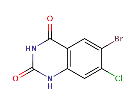 Molecular Structure of 1166378-30-8 (6-bromo-7-chloroquinazoline-2,4(1H,3H)-dione)