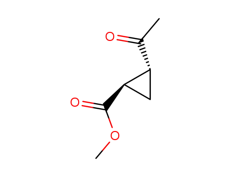 Molecular Structure of 116949-59-8 (Cyclopropanecarboxylic acid, 2-acetyl-, methyl ester, (1R-trans)- (9CI))