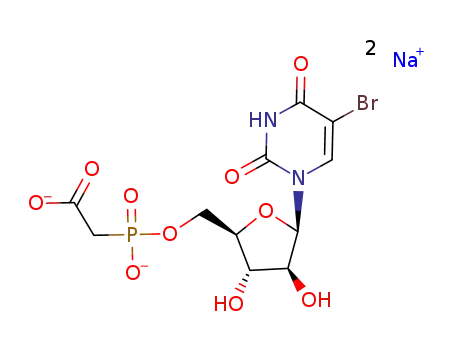 Molecular Structure of 117626-83-2 (2-[[(2R,3S,4S,5R)-5-(6-amino-5-bromo-2-oxo-3,6-dihydro-1H-pyridin-3-yl)-3,4-dihydroxy-tetrahydrofuran-2-yl]methoxy-hydroxy-phosphoryl]acetic acid)