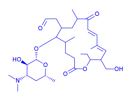Molecular Structure of 127521-69-1 (2-[(2R,3R,4E,6E,9R,11R,12R,13S)-12-[(2S,3R,4S,6R)-4-dimethylamino-3-hy droxy-6-methyl-oxan-2-yl]oxy-2-ethyl-3-(hydroxymethyl)-5,9,13-trimethy l-8,16-dioxo-1-oxacyclohexadeca-4,6-dien-11-yl]acetaldehyde)