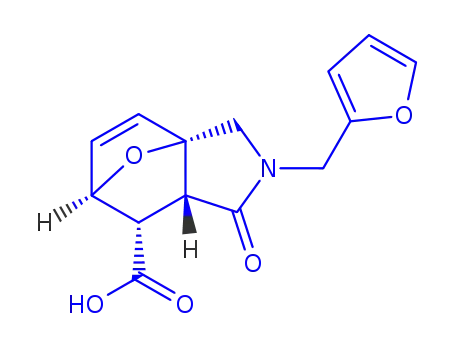 Molecular Structure of 1164538-88-8 (3-FURAN-2-YLMETHYL-4-OXO-10-OXA-3-AZA-TRICYCLO[5.2.1.0(1,5)]DEC-8-ENE-6-CARBOXYLIC ACID)