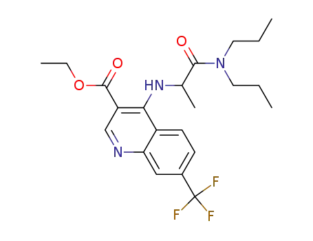 Molecular Structure of 127446-96-2 (ethyl 4-{[2-(dipropylamino)-1-methyl-2-oxoethyl]amino}-7-(trifluoromethyl)quinoline-3-carboxylate)