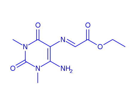 Molecular Structure of 1164550-68-8 ((6-amino-1,3-dimethyl-2,4-dioxo-1,2,3,4-tetrahydro-pyrimidin-5-ylimino)-acetic acid ethyl ester)