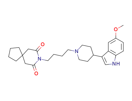 Molecular Structure of 116966-92-8 (8-{4-[4-(5-methoxy-1H-indol-3-yl)piperidin-1-yl]butyl}-8-azaspiro[4.5]decane-7,9-dione)