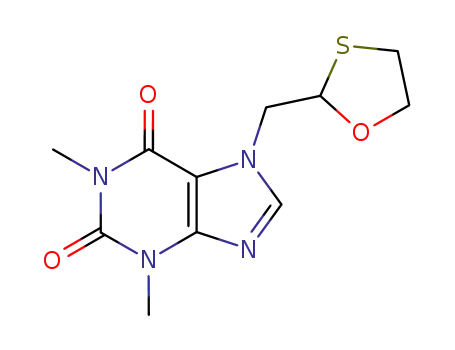 Molecular Structure of 128059-51-8 (1,3-dimethyl-7-(1,3-oxathiolan-2-ylmethyl)-3,7-dihydro-1H-purine-2,6-dione)