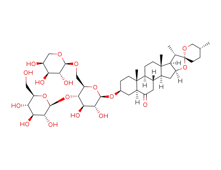 Molecular Structure of 143202-92-0 (Spirostan-6-one, 3-[(O-a-L-arabinopyranosyl-(1®6)-O-[b-D-glucopyranosyl-(1®4)]-b-D-glucopyranosyl)oxy]-, (3b,5a,25R)-)