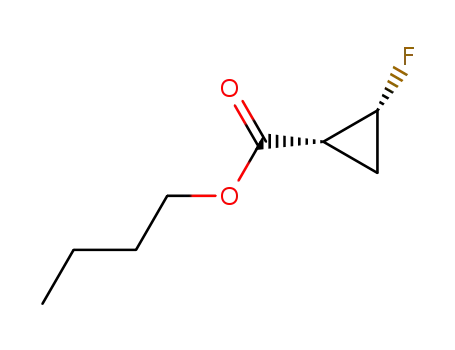 Molecular Structure of 161582-46-3 (Cyclopropanecarboxylic acid, 2-fluoro-, butyl ester, (1R,2R)-rel- (9CI))