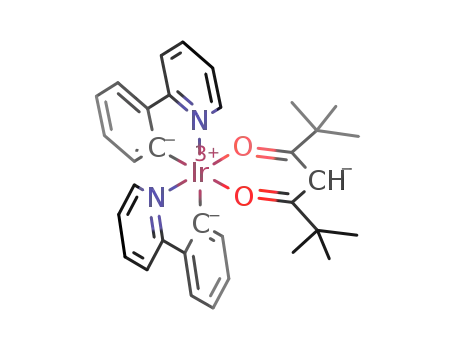 Molecular Structure of 344796-10-7 (bis[2-phenylpyridinato-N,C<sup>2'</sup>]iridium(III) [2,2,6,6-tetramethylheptane-3,5-dionate-O,O])