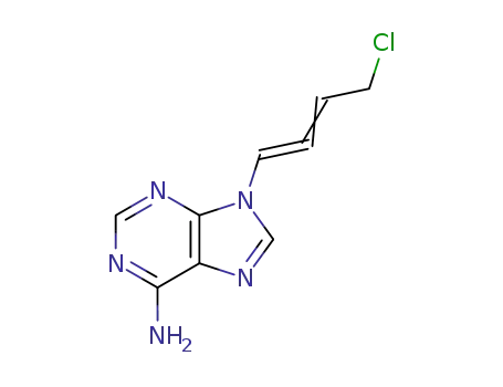 Molecular Structure of 117011-71-9 (9-(4-chlorobuta-1,2-dien-1-yl)-9H-purin-6-amine)