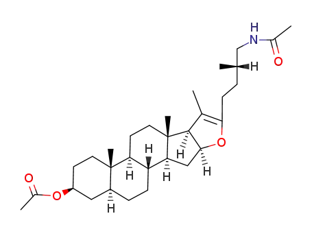 Molecular Structure of 2857-74-1 ((2aS,4S,6aS,6bS,8aS,8bS,11aS,12aS,12bR)-10-((S)-4-acetamido-3-methylbutyl)-6a,8a,9-trimethyl-2,2a,3,4,5,6,6a,6b,7,8,8a,8b,11a,12,12a,12b-hexadecahydro-1H-naphtho[2’,1’:4,5]indeno[2,1-b]furan-4-yl acetate)