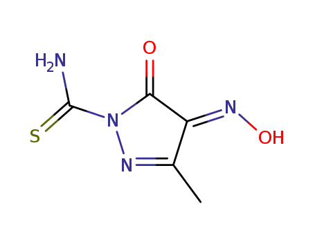 Molecular Structure of 116973-80-9 (2-Pyrazoline-1-carboxamide,3-methyl-4,5-dioxothio-,4-oxime(6CI))