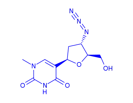 Molecular Structure of 127517-38-8 (1-methyl-5-(3-azido-2,3-dideoxy-beta-pentofuranosyl)uracil)