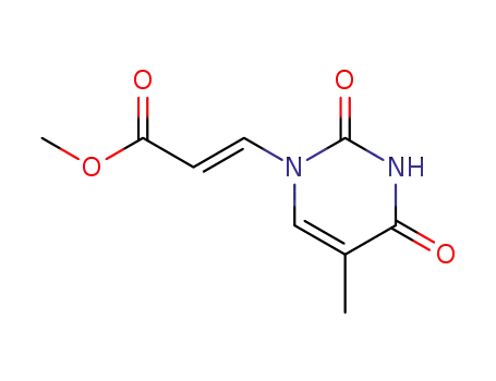 Molecular Structure of 117068-48-1 (methyl (2E)-3-(5-methyl-2,4-dioxo-3,4-dihydropyrimidin-1(2H)-yl)prop-2-enoate)