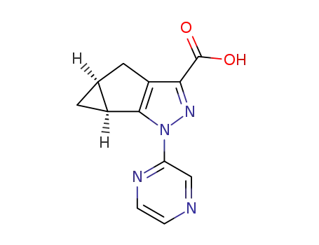 Molecular Structure of 1268882-99-0 ((4aS,5aS)-1-(pyrazin-2-yl)-4,4a,5,5a-tetrahydro-1H-cyclopropa[4,5]cyclopenta[1,2-c]pyrazole-3-carboxylic acid)