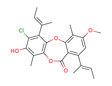 11H-Dibenzo[b,e][1,4]dioxepin-11-one,7-chloro-8-hydroxy-3-methoxy-4,9-dimethyl-1,6-bis(1-methyl-1-propenyl)- (9CI) cas  117032-55-0