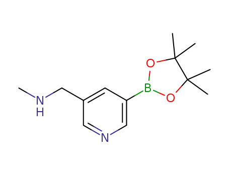 Molecular Structure of 1171893-98-3 (N-Methyl-1-(5-(4,4,5,5-tetraMethyl-1,3,2-dioxaborolan-2-yl)pyridin-3-yl)MethanaMine)