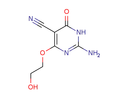 Molecular Structure of 126865-37-0 (2-AMINO-4-(2-HYDROXYETHOXY)-6-OXO-1,6-DIHYDRO-5-PYRIMIDINECARBONITRILE)