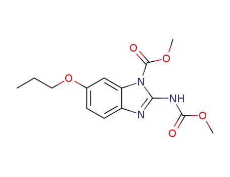 Molecular Structure of 104663-15-2 (2-Methoxycarbonylamino-6-propoxy-benzoimidazole-1-carboxylic acid methyl ester)