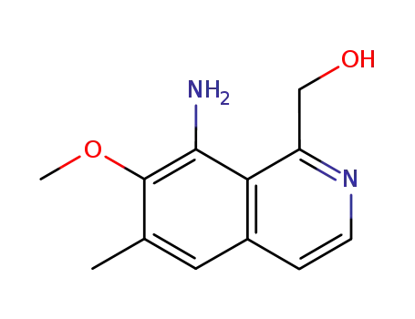 Molecular Structure of 77607-85-3 ((8-amino-7-methoxy-6-methyl-1-isoquinolyl)methanol)