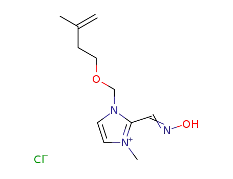 Molecular Structure of 117983-17-2 ((E)-(1-methyl-3-{[(3-methylbut-3-en-1-yl)oxy]methyl}-1,3-dihydro-2H-imidazol-2-ylidene)-N-oxomethanaminium chloride)