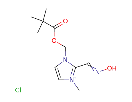 Molecular Structure of 117941-44-3 ((Z)-(1-{[(2,2-dimethylpropanoyl)oxy]methyl}-3-methyl-1,3-dihydro-2H-imidazol-2-ylidene)-N-oxomethanaminium chloride)