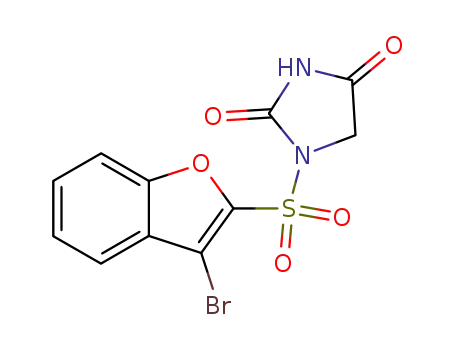 Molecular Structure of 128851-36-5 (1-[(3-bromo-1-benzofuran-2-yl)sulfonyl]imidazolidine-2,4-dione)