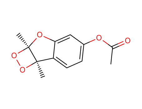 Molecular Structure of 128753-90-2 (2a,7b-dimethyl-2a,7b-dihydro[1,2]dioxeto[3,4-b][1]benzofuran-5-yl acetate)