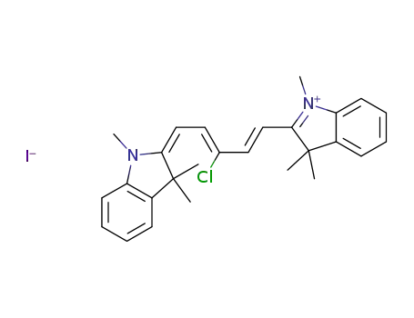 Molecular Structure of 119569-97-0 (2-[(1E,3Z)-3-Chloro-5-(1,3,3-trimethyl-1,3-dihydro-2H-indol-2-ylidene)-1,3-pentadienyl]-1,3,3-trimethyl-3H-indolium iodide)