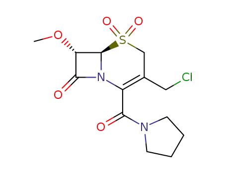 Molecular Structure of 143731-84-4 (7α-methoxy-8-oxo-2-(pyrrolidinocarbonyl)-3-(chloromethyl)-5-thia-1-azabicyclo<4.2.0>oct-2-ene 5,5-dioxide)