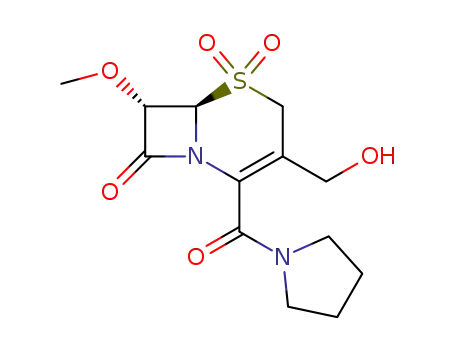 Molecular Structure of 143707-73-7 (3-(hydroxymethyl)-7α-methoxy-8-oxo-2-(pyrrolidinocarbonyl)-5-thia-1-azabicyclo<4.2.0>oct-2-ene 5,5-dioxide)