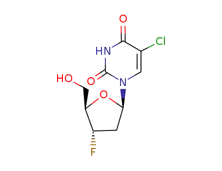 Molecular Structure of 119644-22-3 (5-CHLORO-2',3'-DIDEOXY-3'-FLUORO-URIDINE)