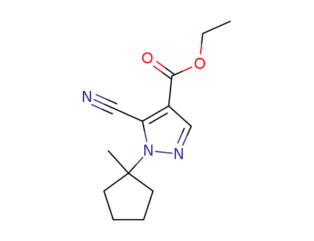 Molecular Structure of 119741-58-1 (5-cyano-1-(1-methylcyclopentyl)-1H-pyrazole-4-carboxylic acid, ethyl ester)