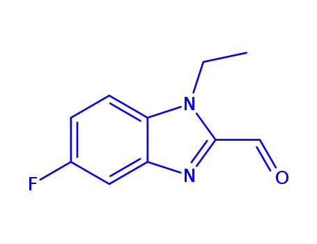 Molecular Structure of 119389-21-8 (1H-Benzimidazole-2-carboxaldehyde,1-ethyl-5-fluoro-(9CI))